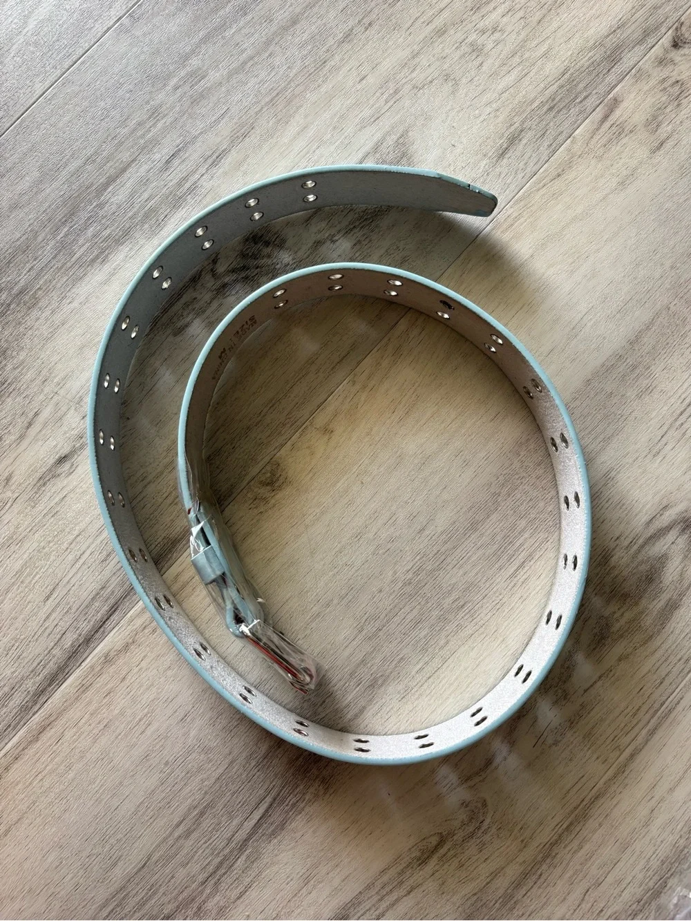 Light Blue Double-Prong Belt with Silver Hardware